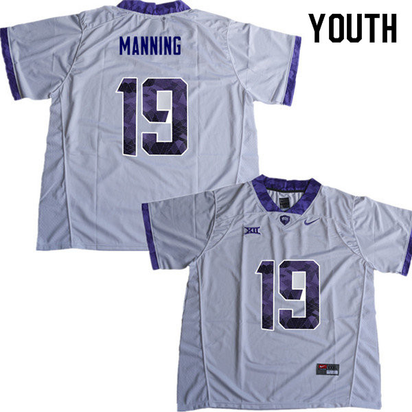Youth #19 Omar Manning TCU Horned Frogs College Football Jerseys Sale-White - Click Image to Close